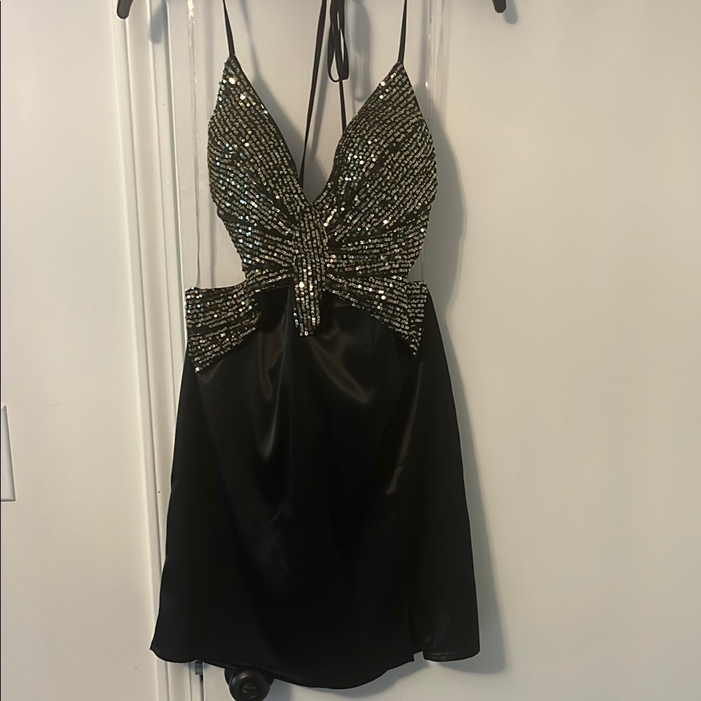 Black and Silver Sequin Dress